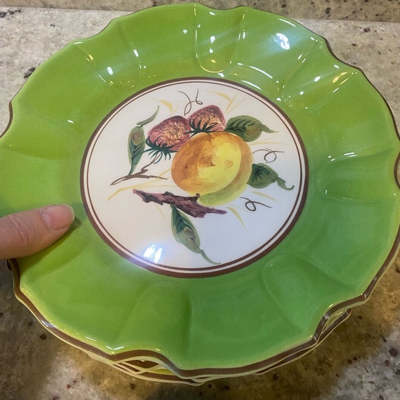 Vintage Hand Painted Fruit Salad Snack Plates Italy Tuscan Summertime Elegant (6 - Picture 4 of 12